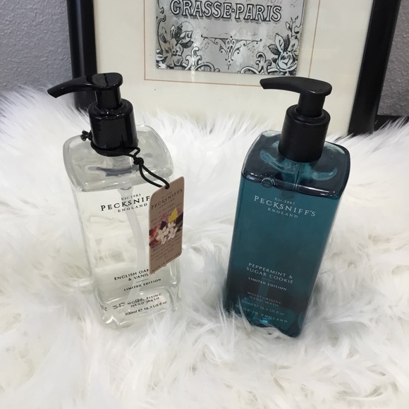 2 Pecksniff's Hand Wash ENGLISH OAKWOOD & PEPPERMINT SUGAR Soap 16.9 oz NEW - Picture 2 of 3